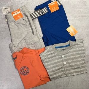 Boys 3T Mix and Match 2 Outfits Henley Polo Cargo Shorts